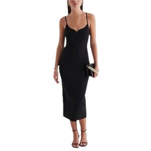 EXPRESS Black Body Contour V-Wire Sleeveless Midi Dress L NWT